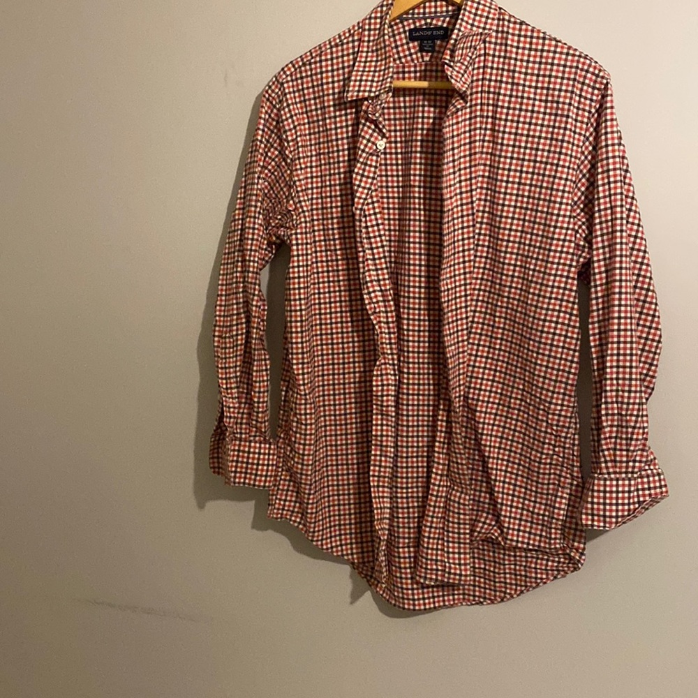 Red and Brown Plaid Boyfriend Button Up